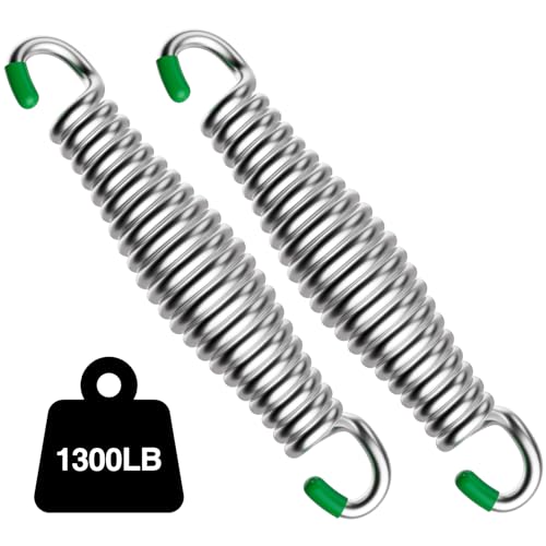 UEAKPIC Heavy Duty Porch Swing Springs - 1300 LBS, 304 Stainless Steel,for Hammock, Sunshade, Boxing Bag, Hanging Chair, Gym- Silver