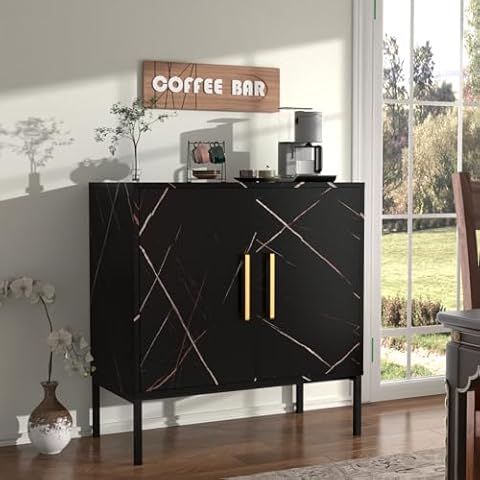 JOZZBY Sideboard Buffet Cabinet, Black Storage Cabinet Cover