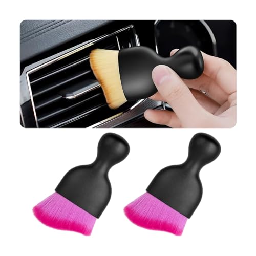 Blilo 2PCS Car Interior Detailing Brush with Dust Cover, Auto Soft Hair Cleaning Brushes, Scratch Free Curved Dirt Collectors, for Vehicle Dashboard Air Conditioner Vents Leather Computer (All Purple)