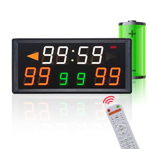 YZ LED Portble Electronic Scoreboard with Timer Clock, Digital Scoreboard with Remote, Basketball Scoreboard with Shot Clock, Battery Powered Cornhole Score Keeper, Ping Pong/Football/Indoor&Outdoor