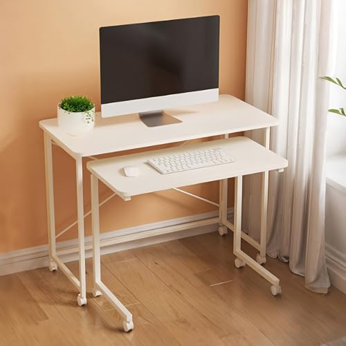 Deerman �p�\�R���f�X�N PC �� ��100/80cm ���C���f�X�N�{�T�u�f�X�N ���j�^�[�A�[���Ή� ?�q �������L���X�^�[�t�� �g���ȒP desk �q���p �w�K�� �ݑ�[�N �z���C�g 2�Z�b�g