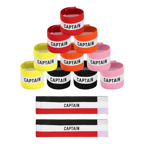 YELARXI Soccer Captain Armbands, Adjustable Captain Bands Soccer Elastic Armband Protective Arm Badge Bands,12Pcs &Multicolor - Fit for (Adult Youth Team Sports/Football/Basketball)
