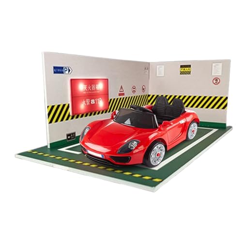 Model Parking Structure - LED Lighted Diecast Garage, Realistic 1:24 Display Including Ramp and Parking Slots, Decorative Car Collector Piece for Desktops, Shelves, Or Home Interior Display