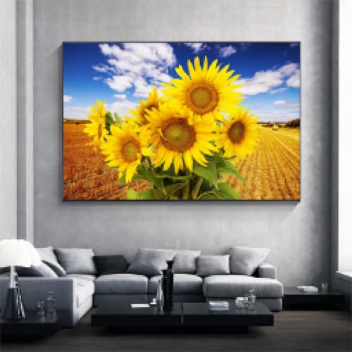 Toile tournesol coucher du soleil pour illuminer votre mur de salon