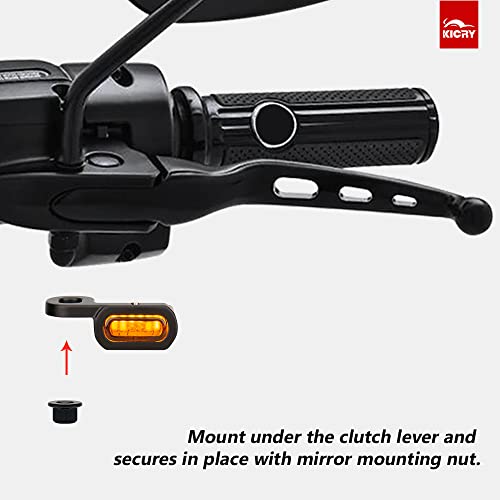Kicry Led Motorcycle Handlebar Turn Signal Lights Front Universal Mini Size Blinkers Small 3 Wire Micro Metal Indicator Compatible With Harley Davidson Honda Kawasaki Vulcan Yamaha(Black-Amber Lens) #TOP3