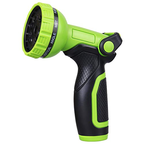 Garden Hose Nozzle, ANVAVA Spray Nozzle Features 10 Spray Patterns, On-Off Valve for Easy Water Control, Garden Hose Hand Sprayer for Watering Lawns and Garden, Cleaning & Car Washing