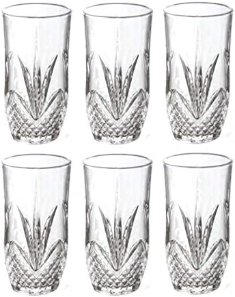 Hiball Tumblers Crystal Effect Glasses Cocktail Water 280ml Set Of 6 Glass Long Highball Glasses Gin & Tonic Juice Drinking Tumblers Lead Free