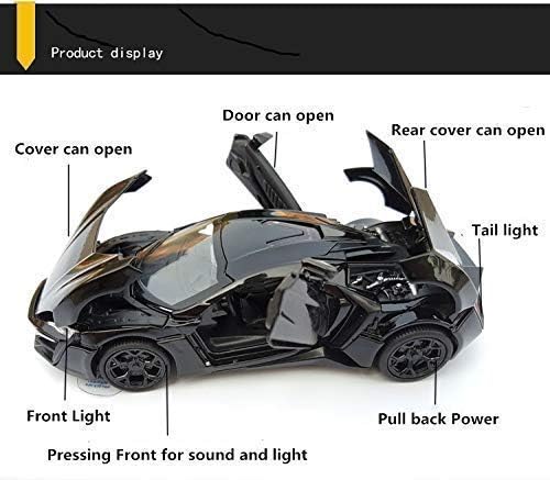 Image of 1:32 Scale Die-Cast Metal Hypersport Supercar with Headlight,Sound Effect,Openable Doors and Pull Back Action diecast Car for Kids Boys Age 3 Years and Above-Multicolor