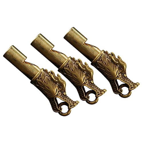 BESPORTBLE 3pcs Dragon Head Copper Whistles Decorative Keychain for Referees Loud Crisp Tone for Outdoor Activities Hiking Camping Equipment Unique Pendant Design