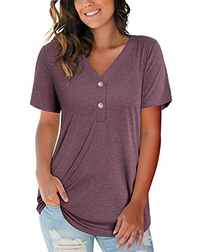 Image of LAISHEN Women's V Neck Long Sleeve Shirts Button Down Tunic Blouses Fall Basic Tops Tee 2023