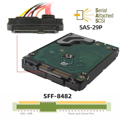 chenyang SFF-8482 Extension Cable SAS 29Pin SFF-8482 Male to SFF-8482 Female Hard Disk Drive Extension Cable 0.5m