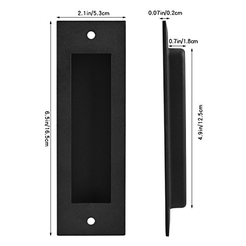 Geboor 6.5" 2 Pack Sliding Barn Door Handle Heavy Duty Finger Pull Set Grab Carbon Steel Flush Pull Invisible Handle Rectangular Recessed With Mount Screws #TOP2