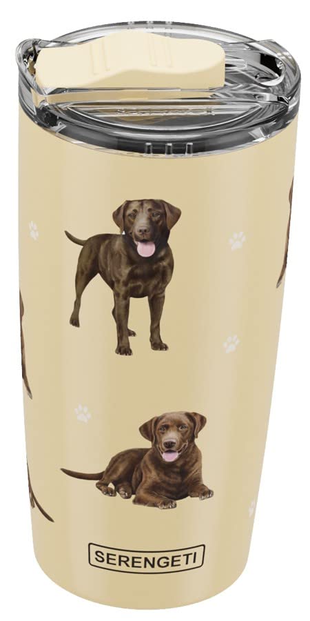 SERENGETI Chocolate Labrador 20 Oz. Stainless Steel, Vacuum Insulated Tumbler with Spill Proof Lid - 3D Print - Insulated Travel mug for Hot or Cold Drinks (Labrador Chocolate Tumbler)