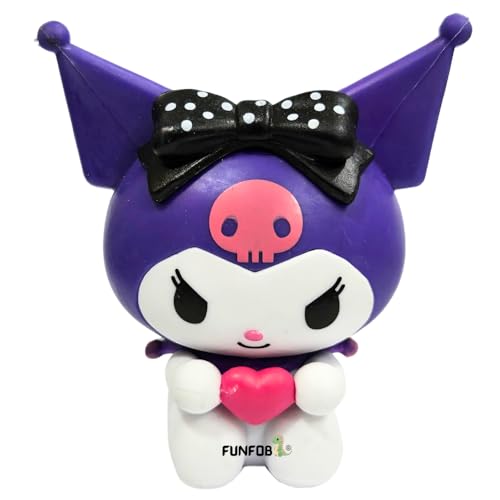 Image of FUNFOB Kuromi Action Figure Height - 7.5cm Collectible Figurine PVC Multicolour | Kuromi White Purple with Heart