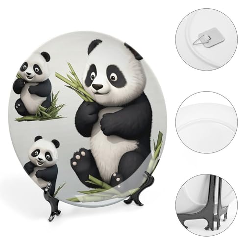 Plato decorativo Lovely Panda de porcelana hueso 7 pulgadas miniatura 4