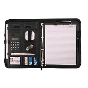 Conferentiemap A4 Magnetisch handvat met ritssluiting en telefoonstandaard & 2-laags zak en elastische lussen…