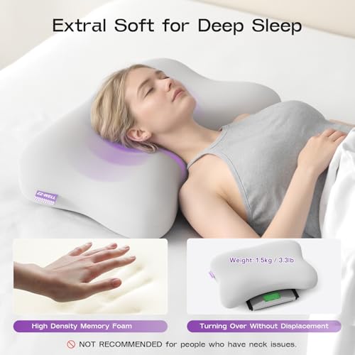ZZ-WELL Neck Pillow for Sleeping - Side Sleeper Pillow with Cooling Pillowcase - High Density Memory Foam Pillows for Broad Shoulders Adults - Heavy & Thick Bed Pillows, Standard Size (Grey) — view 3
