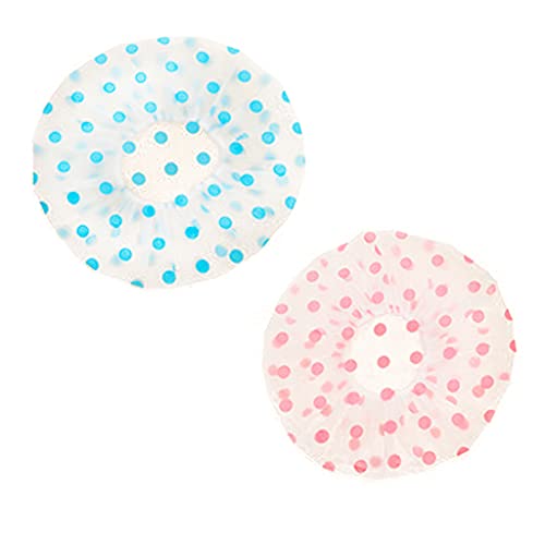 Women's Shower Cap Hat Reusable Plastic Cute Polka Dot Printed Shower Cap Hat Waterproof Thicker Kitchen Care Makeup Bathroom Bath Supplies-28cm