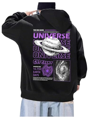 SHENHE Men's Hoodies Pullover Long Sleeve Graphic Print Drop Shoulder Sweatshirt Streetwear