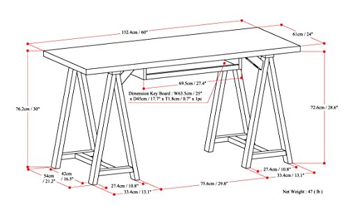 image for SIMPLIHOME Sawhorse SOLID WOOD Modern Industrial 60 inch Wide Home Off