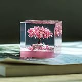 Handmade Resin Lamp, Cherry Blossom Tree Night Light, Unique Table Lamp with Solid Wood Base, USB Powered Aesthetic Room Decor, Gift(Single ornament 4.8cm/1.9in)