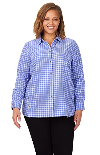 Cassie Long Sleeve Warm Plaid Blouse in Size 12 IRIS Bloom