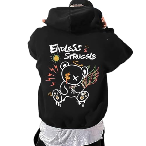 Zofedap Sweat à Capuche Homme Backprint Hoodie avec Poche Vestes de Sport Amples Y2K Pull a Capuche Amples Automne Hiver Sweatshirts Décontracté...
