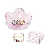Flower Jewelry Dish Ring Holder Jewelry Tray Cute Vanity Organizer Room Decor Aesthetic Nightstand Bathroom Bedroom Decor Trinket Dish Small Valentine's Friendship Christmas Birthday Gifts for Women