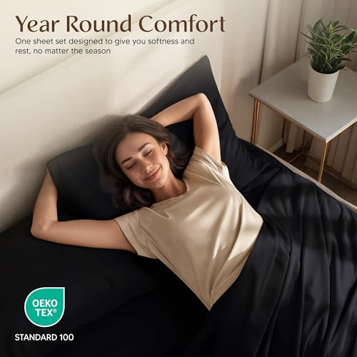 Image of Utopia Bedding Bed Sheet Set - 4 Piece King Bedding - Soft Brushed Microfiber Fabric - Wrinkle, Shrinkage & Fade Resistant - Easy Care (King, Black)