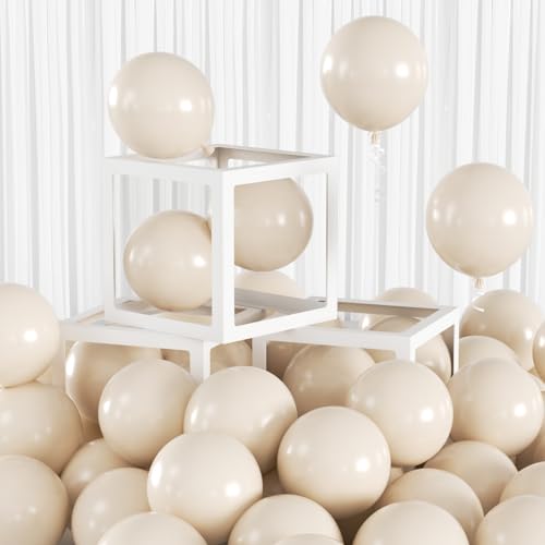 100pcs 5inch Small Sand White Balloons, 5” Mini Ivory & Cream Party Balloons Kit for Wedding, Baby Shower, Birthday, Boho & Garden Party Decorations