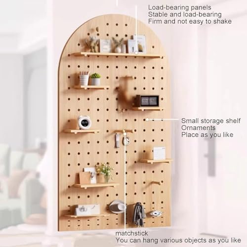 Wall Mounted Pegboard Organizer Shelves - Versatile Wooden Craft Storage & Display Solution for Bedroom, Office, Craft Room & Home Organization