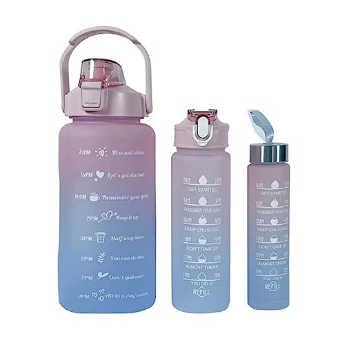 Kit 3 Garrafas Squeeze 2 Litros 900ml 300ml Kit 3 Garrafa Squeeze Garrafa Motivacional Água Canudo A