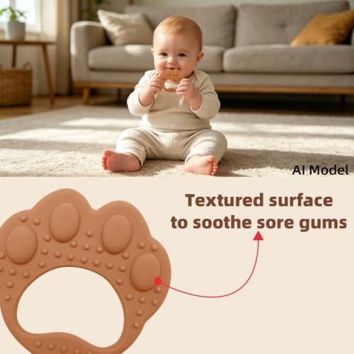 3 Pack Teether Baby Infant Toys, Silicone Teether Ring Toys for Babies - 4