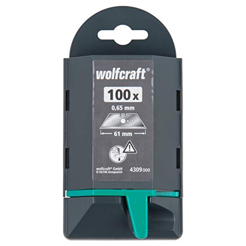 wolfcraft 100 Profi-Trapezklingen 0,65 x 61 mm in Spenderbox I 4309000 I Ersatzklingen