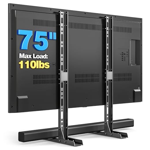 Rfiver Universal TV Stand for 20-75 inch Flat Curved TVs, Height Adjustable Table Top TV Stand, TV Feet with Cable Management,Steel Replacement TV Legs Holds up to 110 lbs, Max VESA 800x600mm, Black
