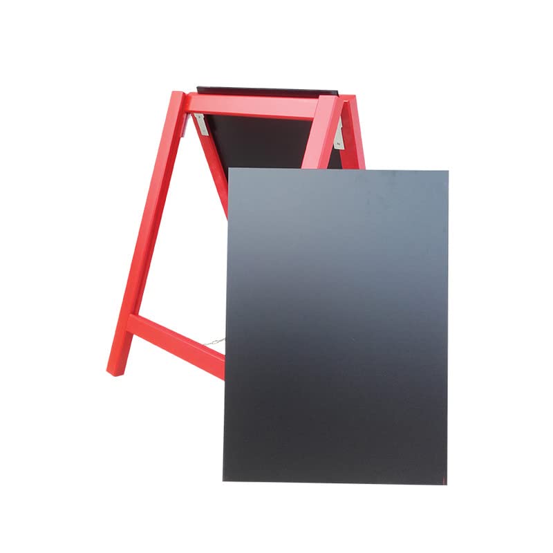 Chevalet stop trottoir avec 2 ardoises amovibles cadre bois rouge garance dimensions 90 x 58 cm