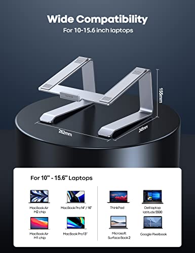 Image of Laptop Stand, Lamicall Laptop Riser Holder : Ergonomic Detachable Aluminum Computer Notebook Stand Elevator for Desk, Compatible with MacBook Air Pro, Dell XPS, HP (10-15.6'') - Silver
