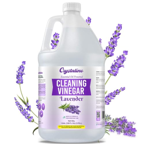 Crystalino Lavender Essential Oil Cleaning Vinegar for Home (1 Gallon) 6% Non-Toxic Distilled White, Vinegar for Cleaning Purpose, Vinagre Blanco, Vinger (128 Fl Oz (Pack of 1), Lavender)