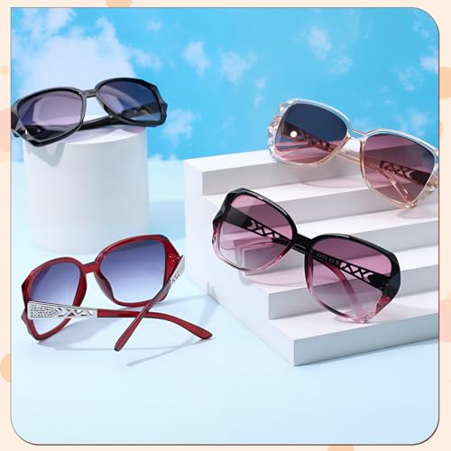 Image of Women Oversized Sunglasses UV400 Protection Lens Sun Glasses | Lightweight Shiny Frame, Classic Trendy Design, Multiple Color Options for Walking, Driving, Shopping, Taking Photos
