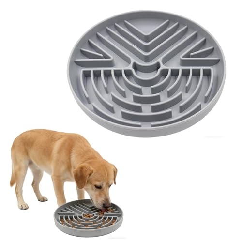 ASOUUNLD Comedero Perro Antivoracidad, Cuenco de Alimentación Lenta para Perros 20x20cm Comedero de Silicona con Ventosa Antideslizante Comedero Anti-Glotonería para Perros y Gatos