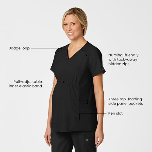 Wink Scrubs for Women, W123, Maternity V-Neck Tops with 5 Pockets