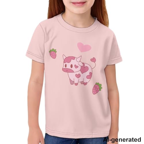 Image of Novelty 3D Graphic T Shirts for Kids Crew Neck Funny Animal Print Short Sleeve Girls Tshirts 3-16 Years