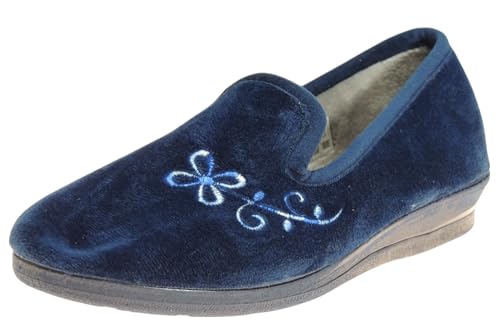 Calzados Romero. Zapatillas de Paño con Puntera de Terciopelo y Bordado. Comodidad con Estilo Elegante AZULÓN Talla 37