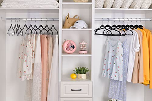 Quality Hangers Clothes Hangers 50 Pack - Non-Velvet Plastic Hangers For Clothes -Heavy Duty Coat Hanger Set -Space-Saving Closet Hangers With Chrome Swivel Hook, Functional Non-Flocked Hangers, Black #TOP2