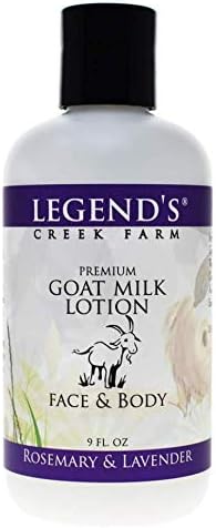 Legend's Creek Farm, Premium Goat Milk Lotion, For Body, Hand & Face, Deeply Moisturizing With Shea Butter, Sunflower Oil & Aloe, No Harsh Chemicals, Handmade in USA, 9 Oz (Rosemary & Lavender L.)