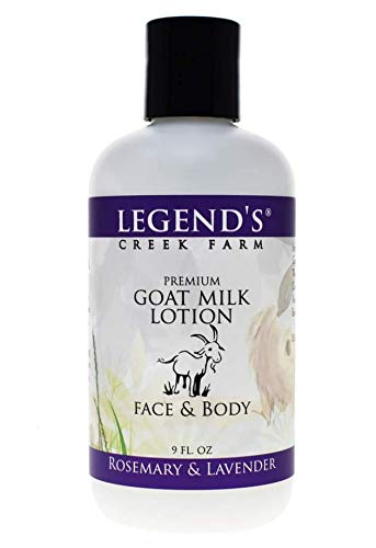 Legend s Creek Farm, Premium Goat Milk Lotion, For Body, Hand & Face, Deeply Moisturizing With Shea Butter, Sunflower Oil & Aloe, No Harsh Chemicals, Handmade in USA, 9 Oz (Rosemary & Lavender L.)