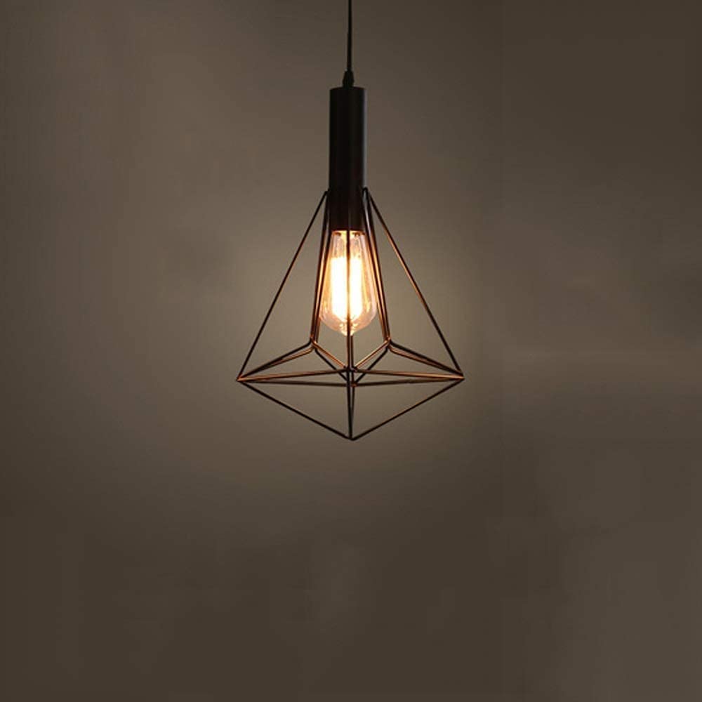 Lámpara de pared de hierro ajustable estilo foco industrial vintage con jaula en forma de diamante