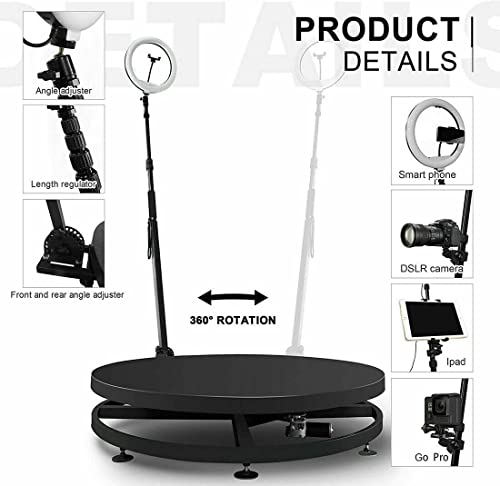 Portable 360 Photo Booth Machine for Parties People to Stand on with Free Logo Remote Control Automatic 360 Spin Camera Booth with Extendable Stand (31')