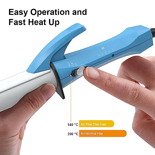 Wazor Small Portable Curling Iron For Travel, Ceramic Mini Curling Wand For Short Hair & Touch Ups, Heat-Up Fast Hair Curler Auto Shut Off, 1 Inch #TOP2