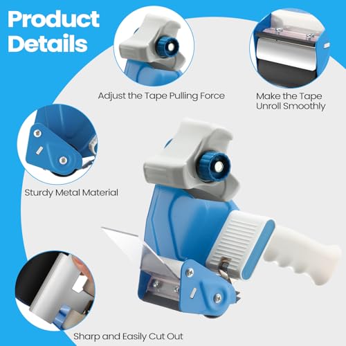 Dunzoom Pacote com 2 pistolas distribuidoras de fita com 12 rolos de fita de embalagem de 5 cm Pisto